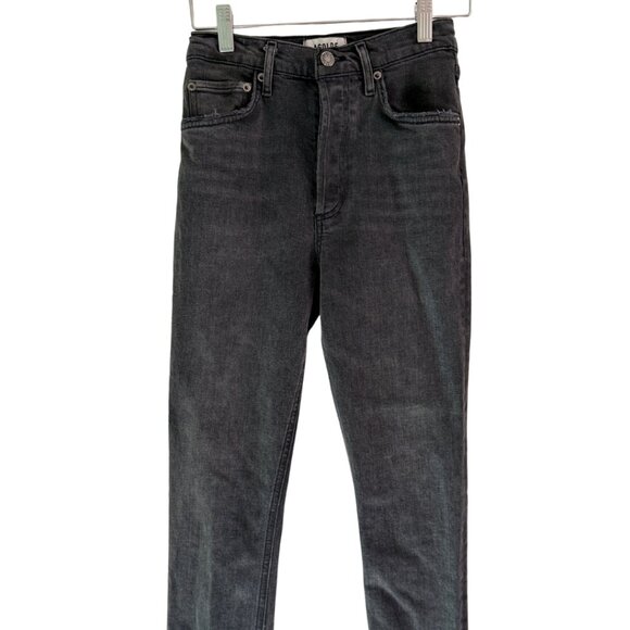AGOLDE Charcoal Gray High Rise Straight Leg Jeans Size 24 Premium Denim - Picture 1 of 3